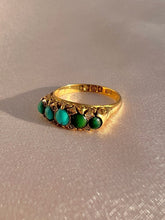 Load image into Gallery viewer, Antique 18k Turquoise Diamond Boat Ring 1899
