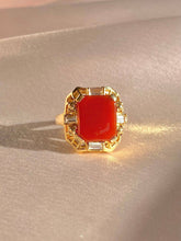 Load image into Gallery viewer, Vintage 14k Carnelian Baguette Diamond Dress Ring
