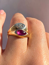 Load image into Gallery viewer, Vintage 14k Synth Ruby Diamond Ring 1951

