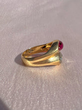 Load image into Gallery viewer, Vintage 14k Synth Ruby Diamond Ring 1951
