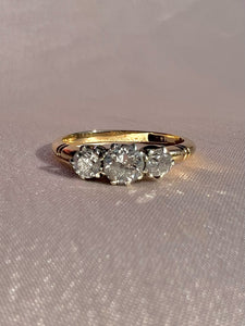 Antique 18k Diamond Old European Cut Trilogy Ring