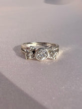 Load image into Gallery viewer, Antique 14k White Gold Old European Diamond Bow Ring
