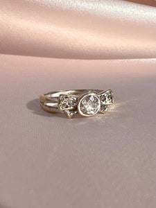 Antique 14k White Gold Old European Diamond Bow Ring