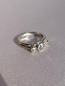 Antique 14k White Gold Old European Diamond Bow Ring