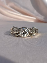 Load image into Gallery viewer, Antique 14k White Gold Old European Diamond Bow Ring
