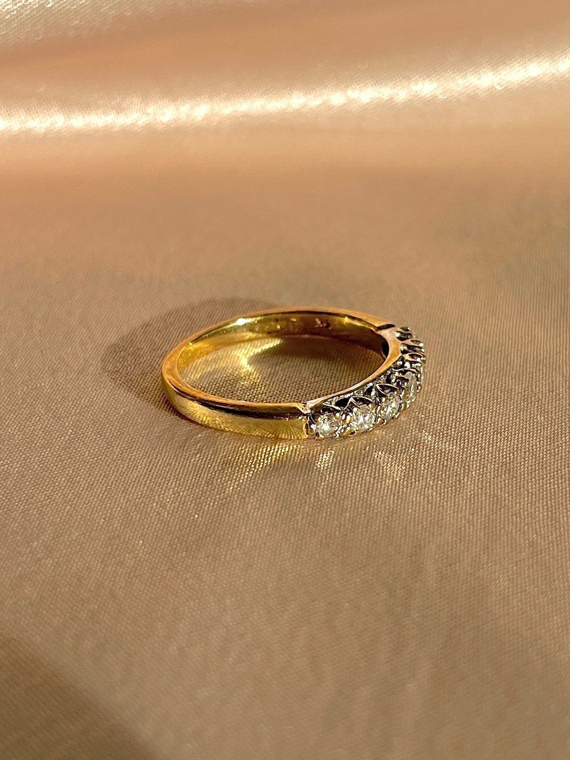 Vintage 9k Diamond Half Eternity Ring 1970s