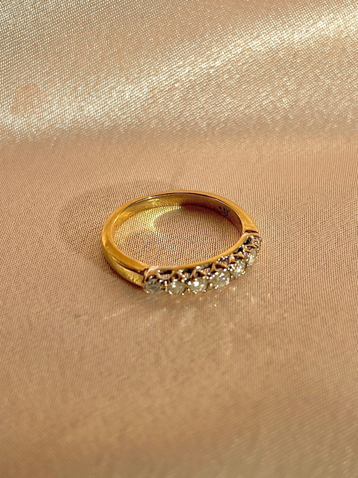 Vintage 9k Diamond Half Eternity Ring 1970s