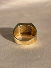Load image into Gallery viewer, Vintage 9k Diamond Pave Square Signet Ring
