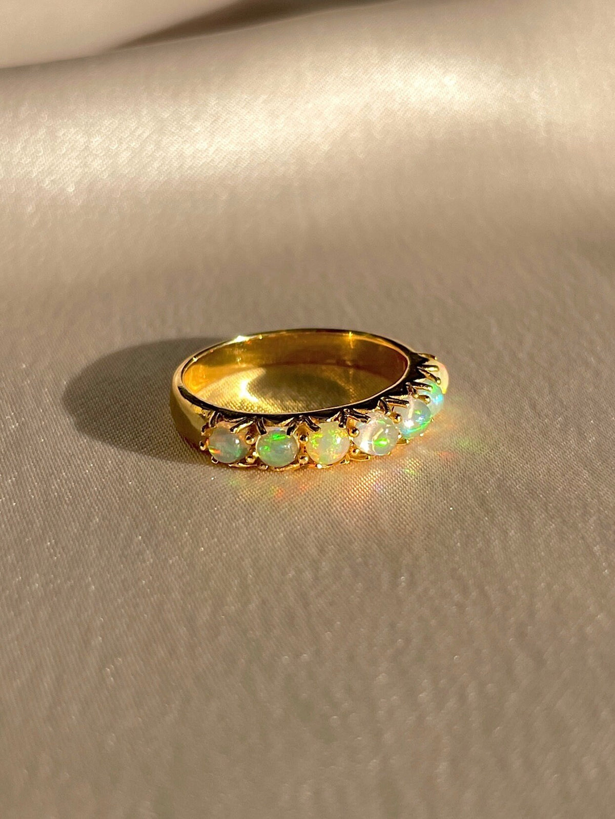 9k Opal Cabochon Half Eternity Ring