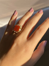 Load image into Gallery viewer, Vintage 14k Carnelian Baguette Diamond Dress Ring
