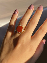 Load image into Gallery viewer, Vintage 14k Carnelian Baguette Diamond Dress Ring
