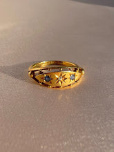 Load image into Gallery viewer, Antique 18k Diamond Sapphire Floating Starburst Gypsy Ring 1914

