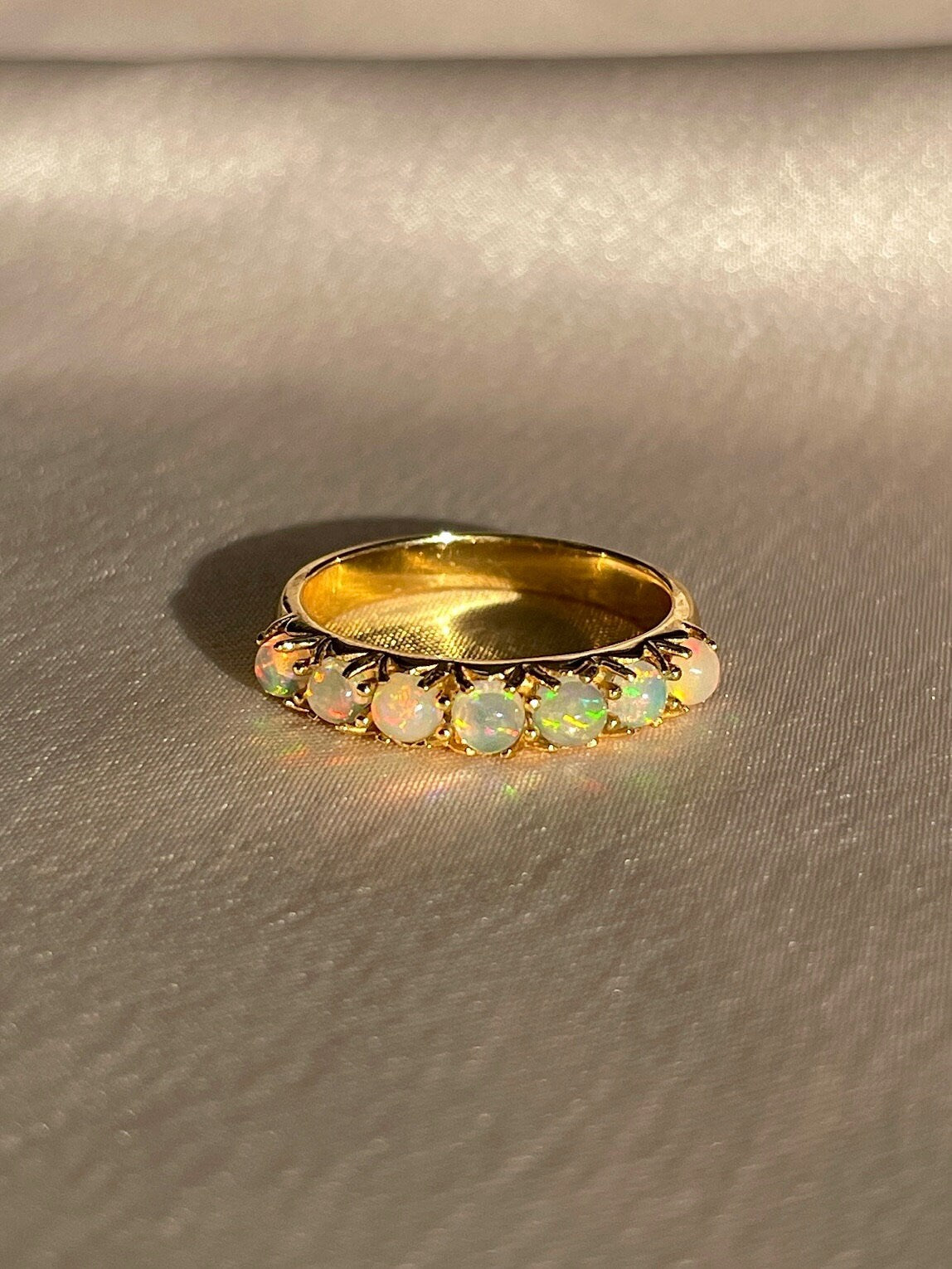 9k Opal Cabochon Half Eternity Ring