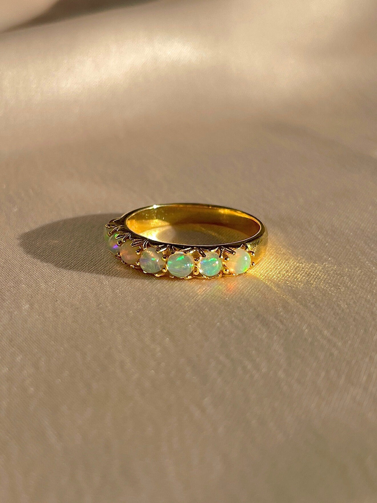 9k Opal Cabochon Half Eternity Ring