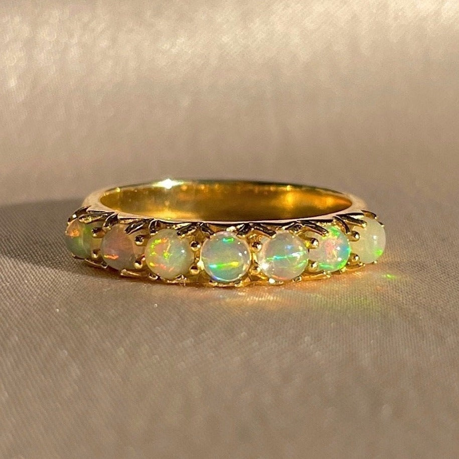 9k Opal Cabochon Half Eternity Ring