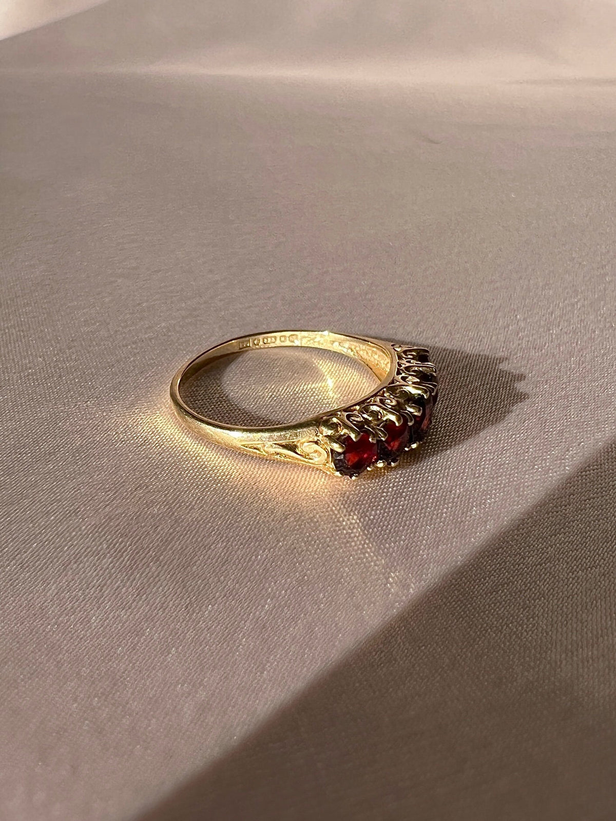 Vintage 9k Garnet Half Eternity Ring 1987