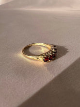 Load image into Gallery viewer, Vintage 9k Garnet Half Eternity Ring 1987
