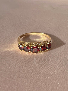 Vintage 9k Garnet Half Eternity Ring 1987