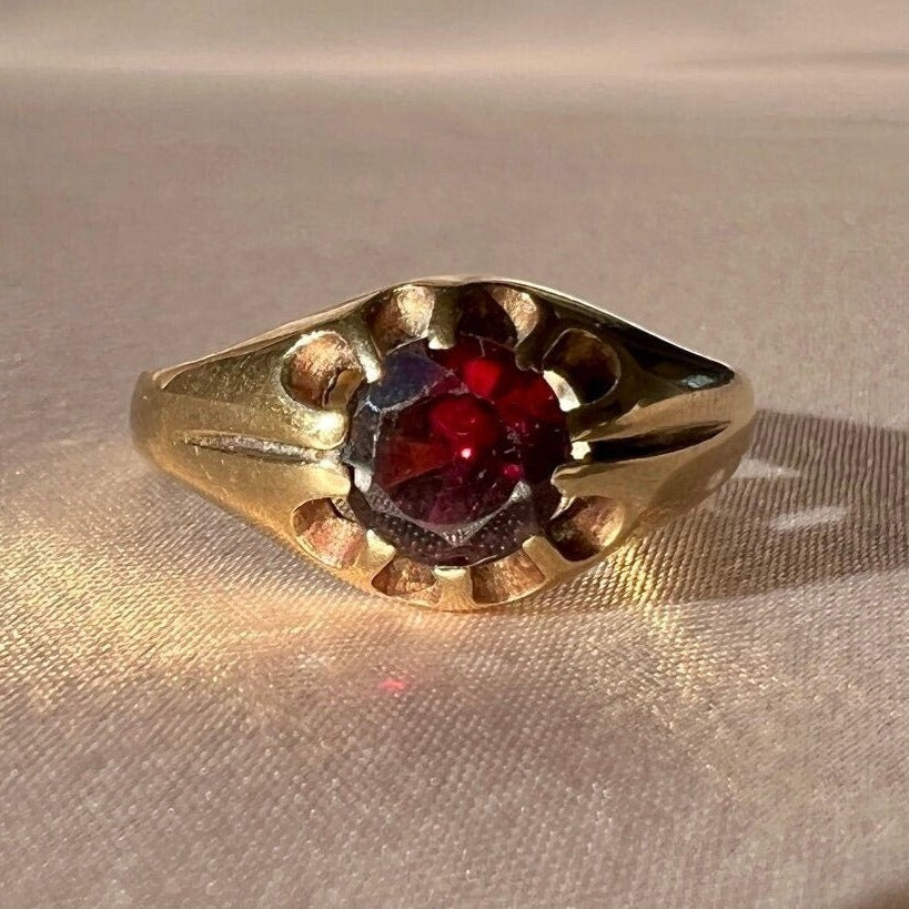 Vintage 9k Garnet Mother-Daughter Ring 1984