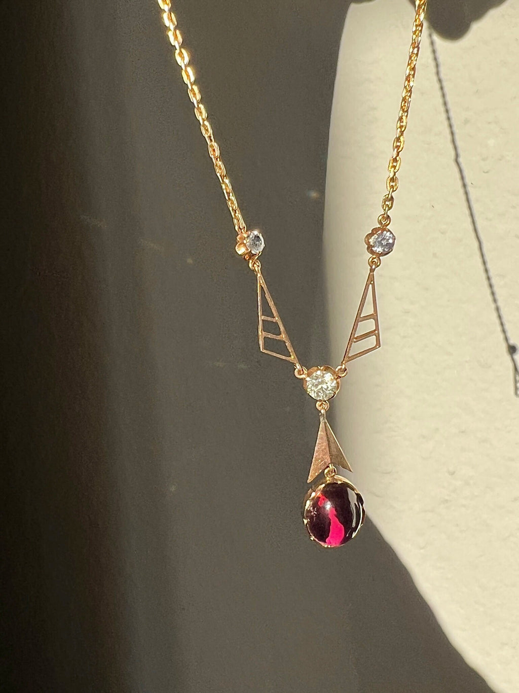 Antique Garnet Quartz Arrow Necklace