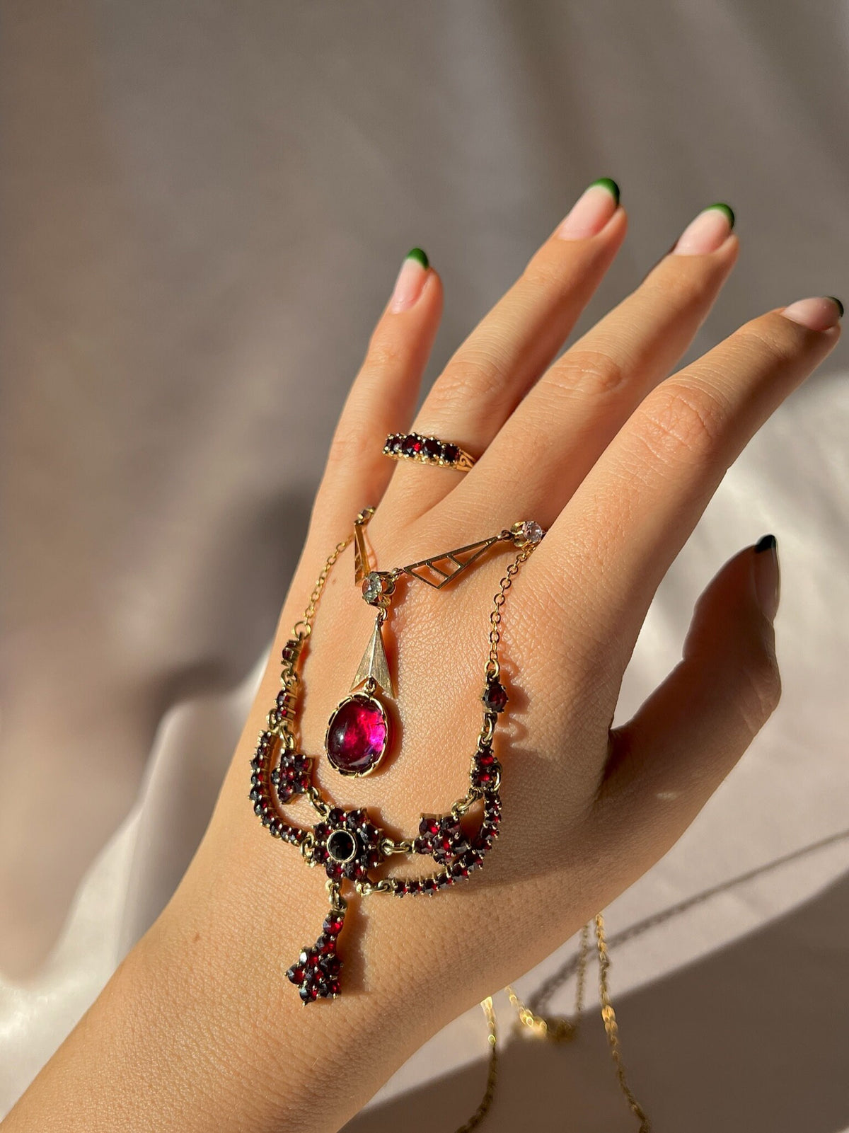 Antique Garnet Quartz Arrow Necklace
