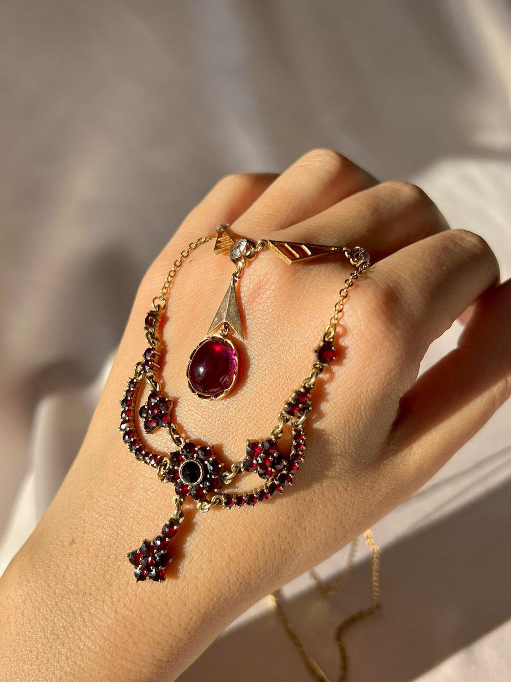 Antique Garnet Quartz Arrow Necklace