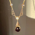 Antique Garnet Quartz Arrow Necklace
