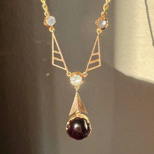 Load image into Gallery viewer, Antique 9k Garnet Quartz Arrow Necklace
