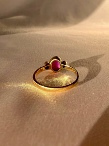 Vintage 10k Star Ruby Cabochon Diamond Ring