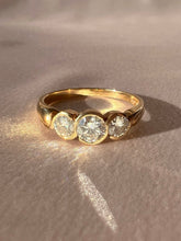 Load image into Gallery viewer, Vintage 18k Diamond Bezel Trilogy Ring
