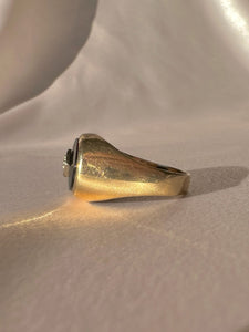 Vintage 10k Diamond Onyx Signet Ring