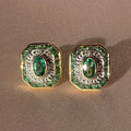 Emerald Diamond Deco Target Earrings