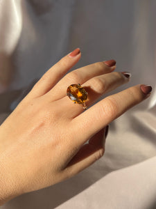 Vintage 9k Citrine Oval Cocktail Ring 1968