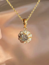 Load image into Gallery viewer, Vintage Aquamarine Diamond Flower Necklace
