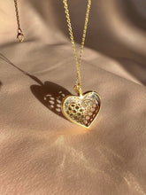 Load image into Gallery viewer, Vintage 14k Diamond Heart Lattice Pendant
