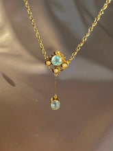 Load image into Gallery viewer, Antique 9k Aquamarine Pearl Edwardian Necklace
