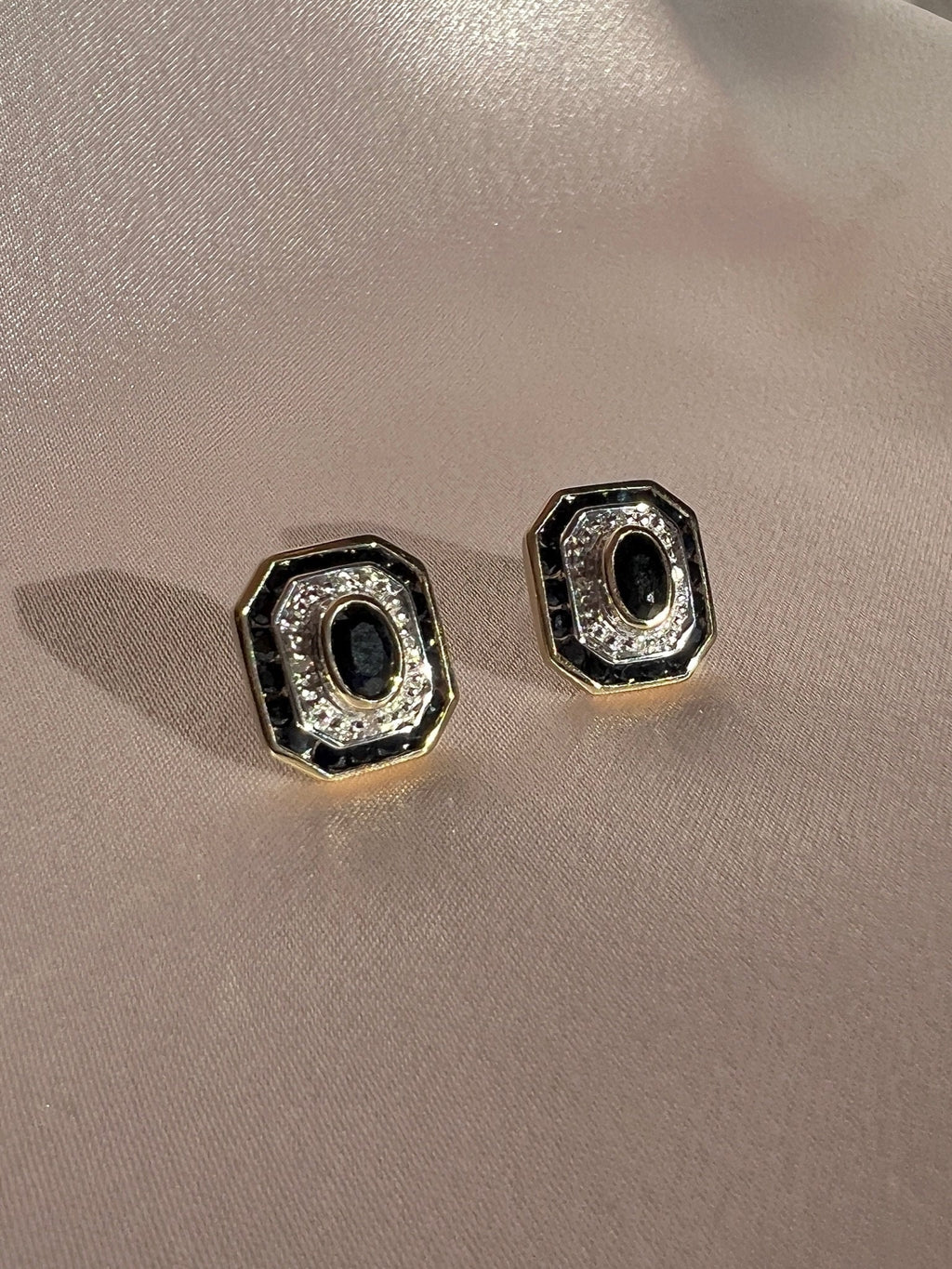 Midnight Sapphire Diamond Deco Target Earrings