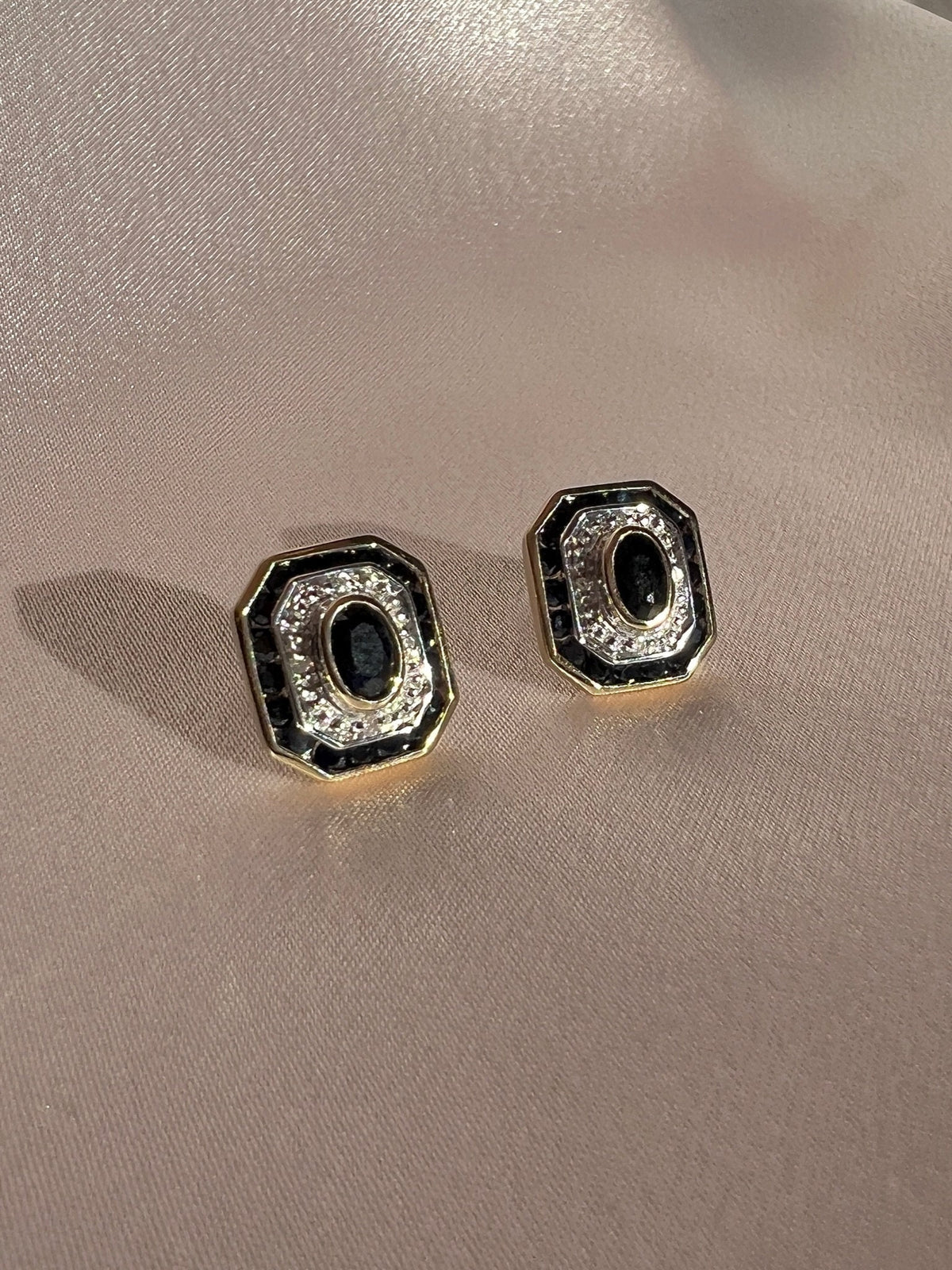 Midnight Sapphire Diamond Deco Target Earrings