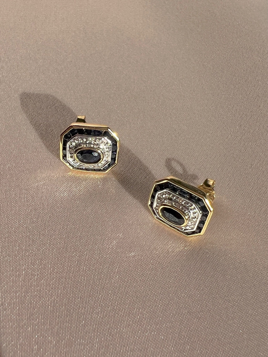 Midnight Sapphire Diamond Deco Target Earrings