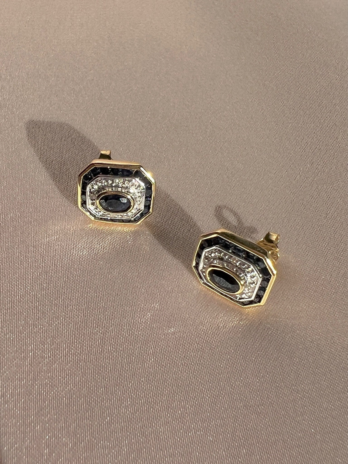 Midnight Sapphire Diamond Deco Target Earrings