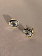 Load image into Gallery viewer, Midnight Sapphire Diamond Deco Target Earrings
