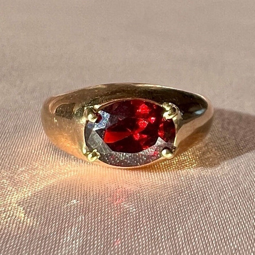 Vintage 14k Garnet Signet Ring