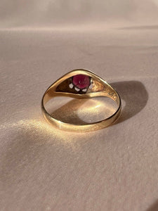 Vintage 9k Garnet Mother-Daughter Ring 1984