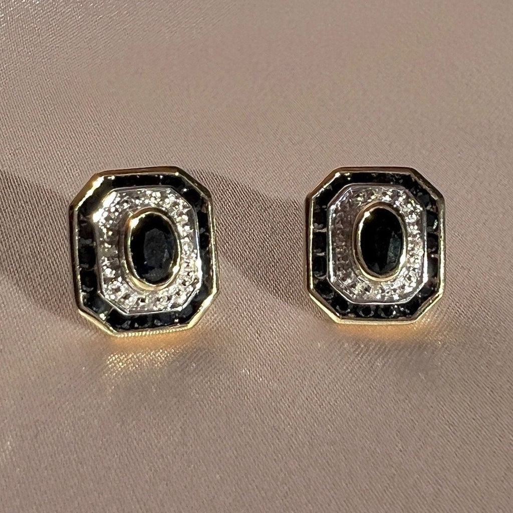 Midnight Sapphire Diamond Deco Target Earrings