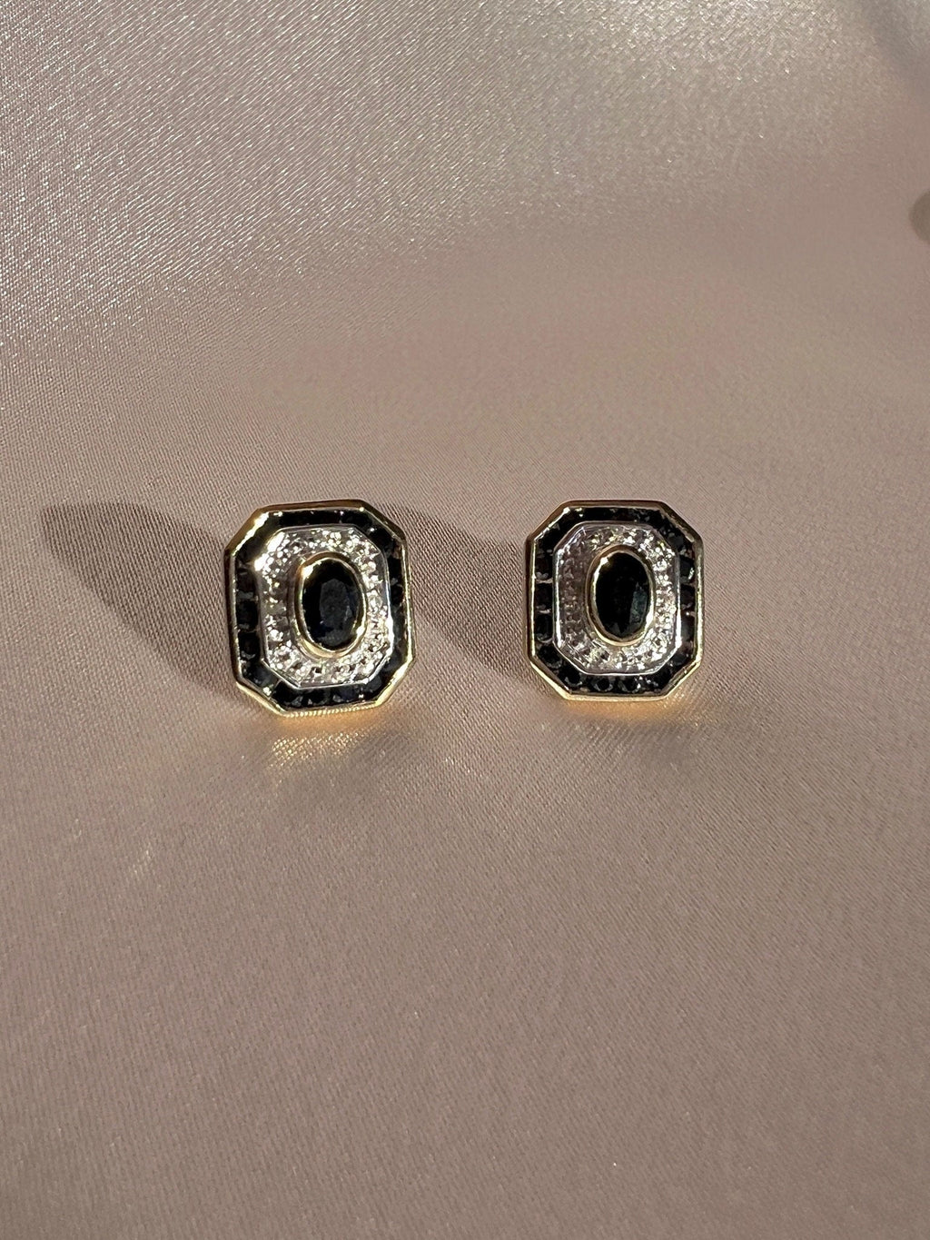 Midnight Sapphire Diamond Deco Target Earrings