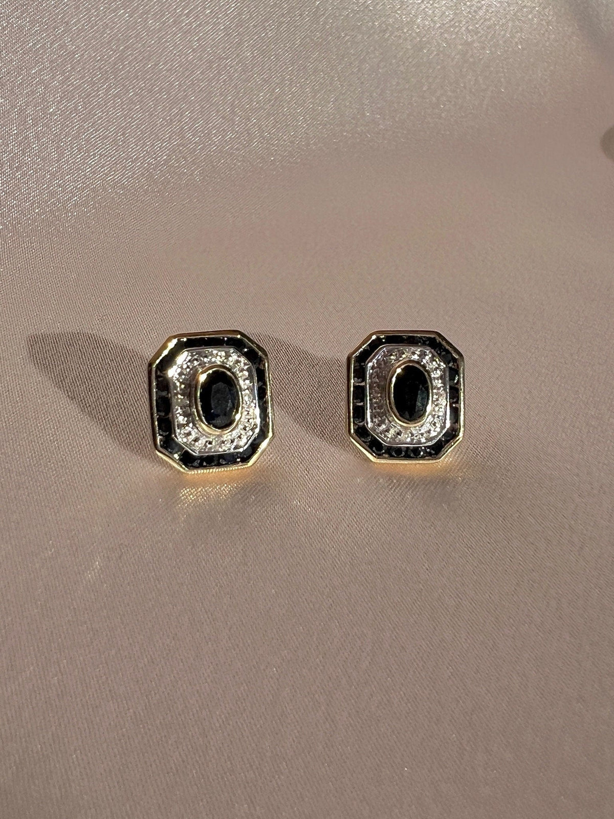 Midnight Sapphire Diamond Deco Target Earrings
