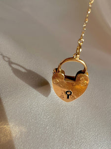 Antique 15k Rose Gold Heart Padlock Charm Pendant 1904