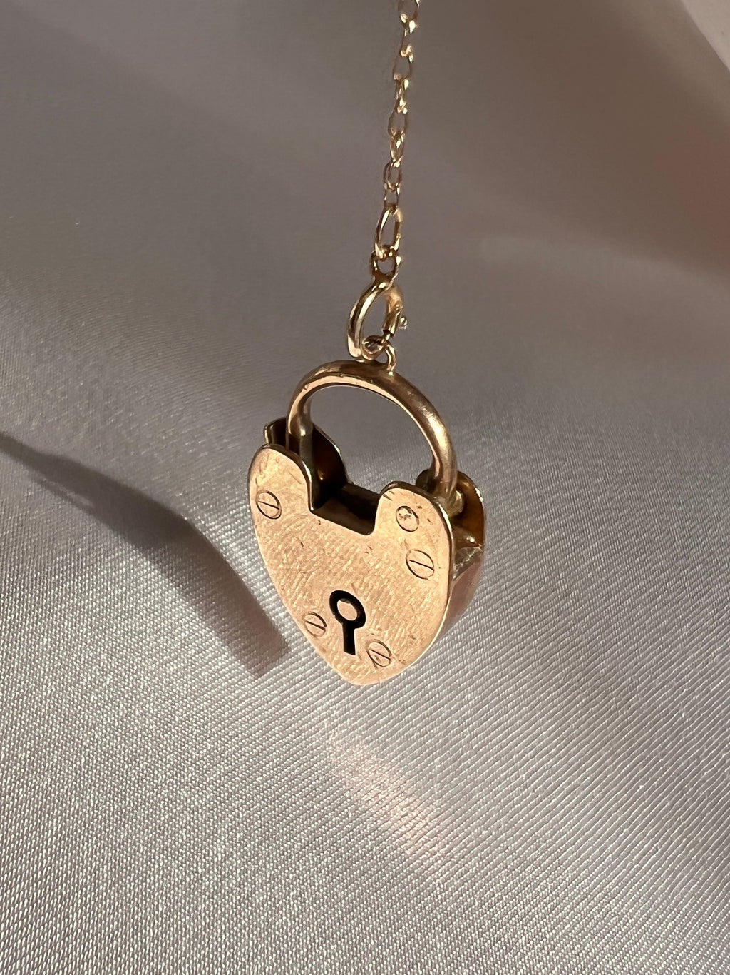 Antique 15k Rose Gold Heart Padlock Charm Pendant 1904
