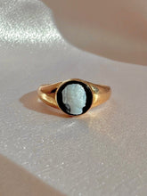 Load image into Gallery viewer, Antique 9k Onyx Cameo Signet Ring
