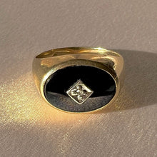 Load image into Gallery viewer, Vintage 10k Diamond Onyx Signet Ring
